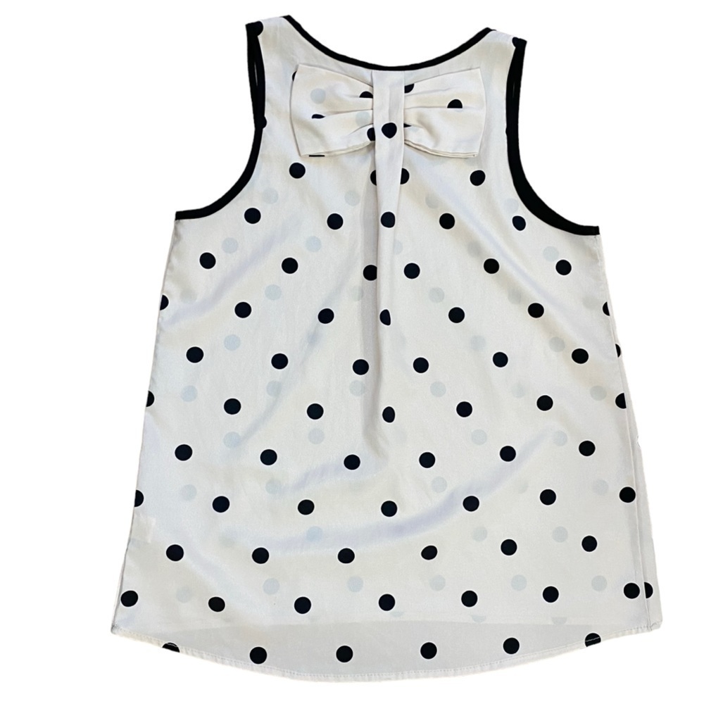 Gracie Sheer Polka Dot Tank Top Black White Womens Medium